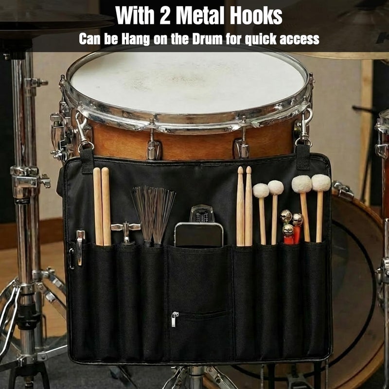 FEILOONG Drum Stick Bag and Holder, Crossbody Shoulder Strap Portable Drumstick Bag 1 Storage Bags and 1 Holder Kit Gifts for Drummers, Beginners, Black - Image 3
